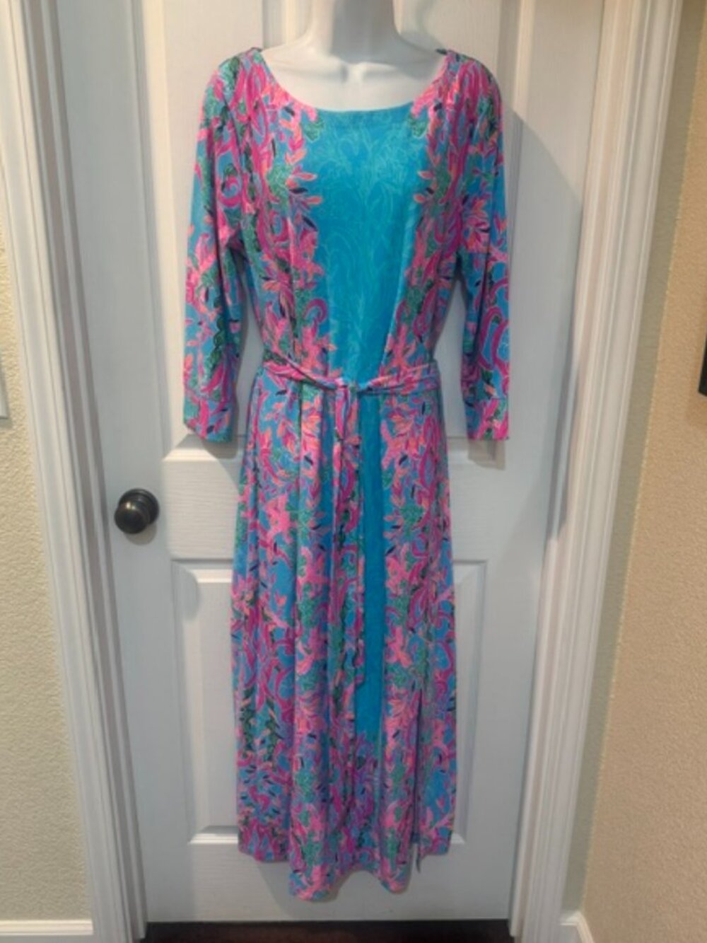 NWT LILLY PULITZER CARABELLA MAXI DRESS SEAWEED SAMBA ENGINEER CHILLY LILLY UPF